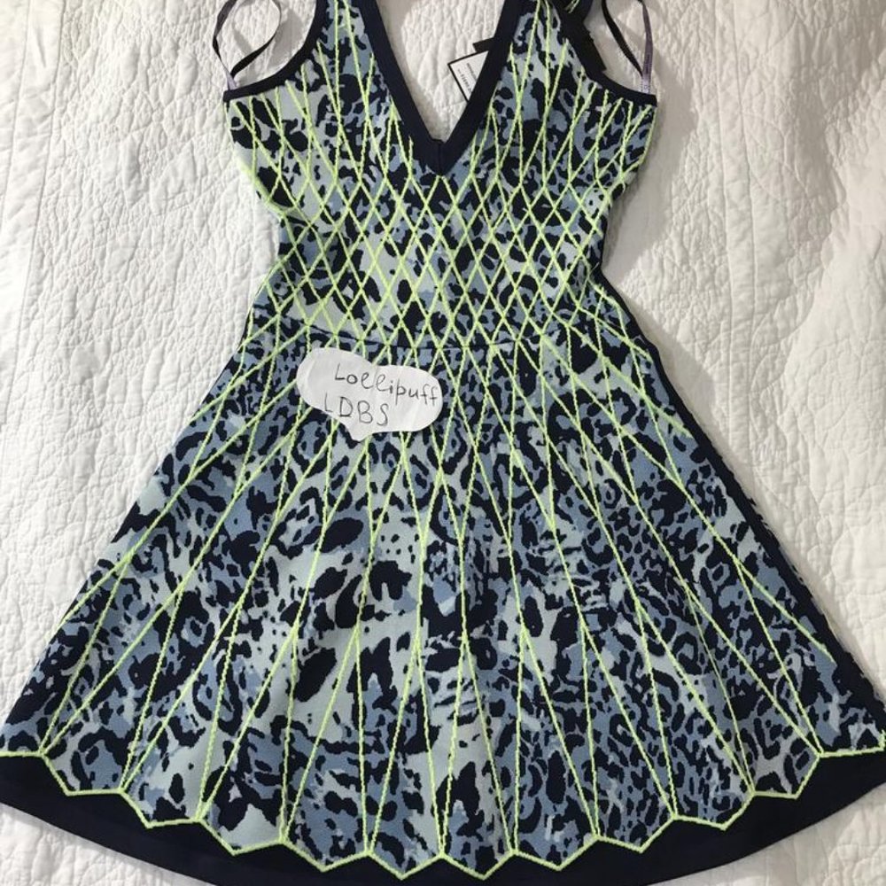 HERVE LEGER KOLLETTE A-LINE JACQUARD FLARED DrESS